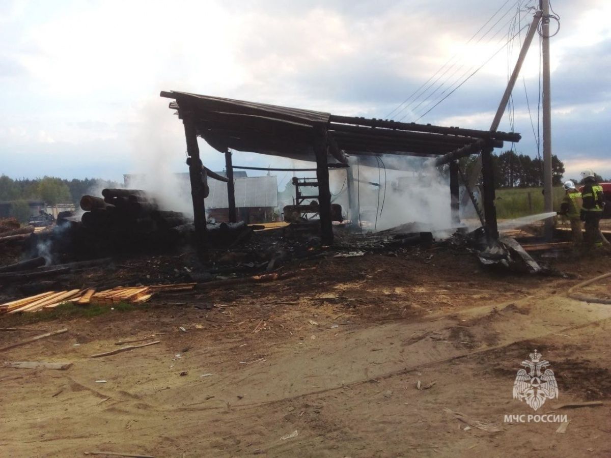 Крупный пожар произошел на пилораме в Нижегородской области